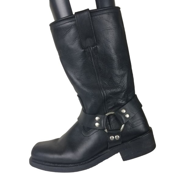 xelement Other - Xelement Mens Sz 9.5 Black Genuine Leather Harness Motorcycle Biker Boots